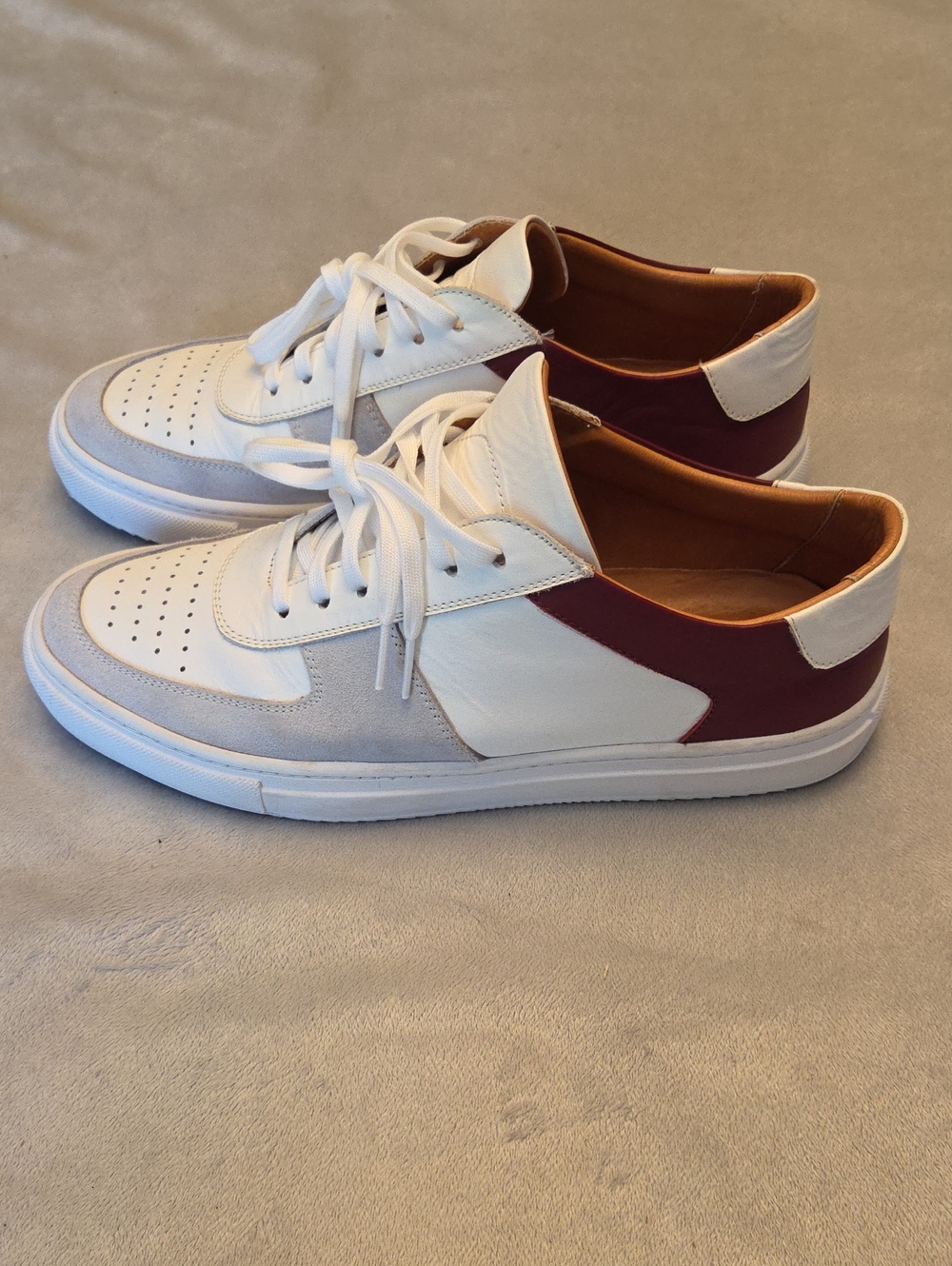 Men's Beckett Simonon Sneakers, Size 9.5, White, Burgundy & Grey